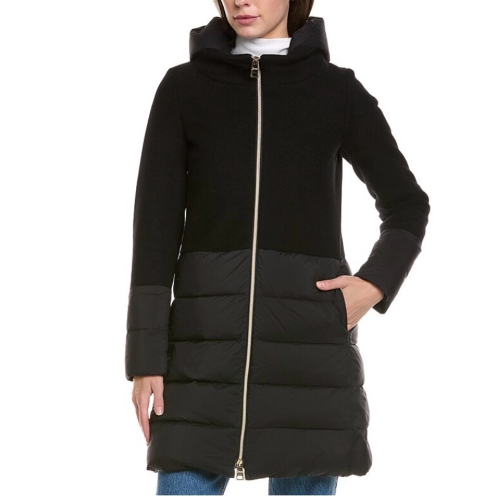 HERNO Women's NAVY Hooded Coat EXCELLENT CONDITION SO CHIC
